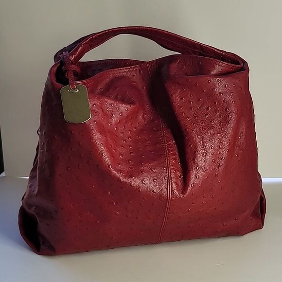 Furla Elisabeth Ostrich Embossed Leather Tote Bag - Picture 1 of 16
